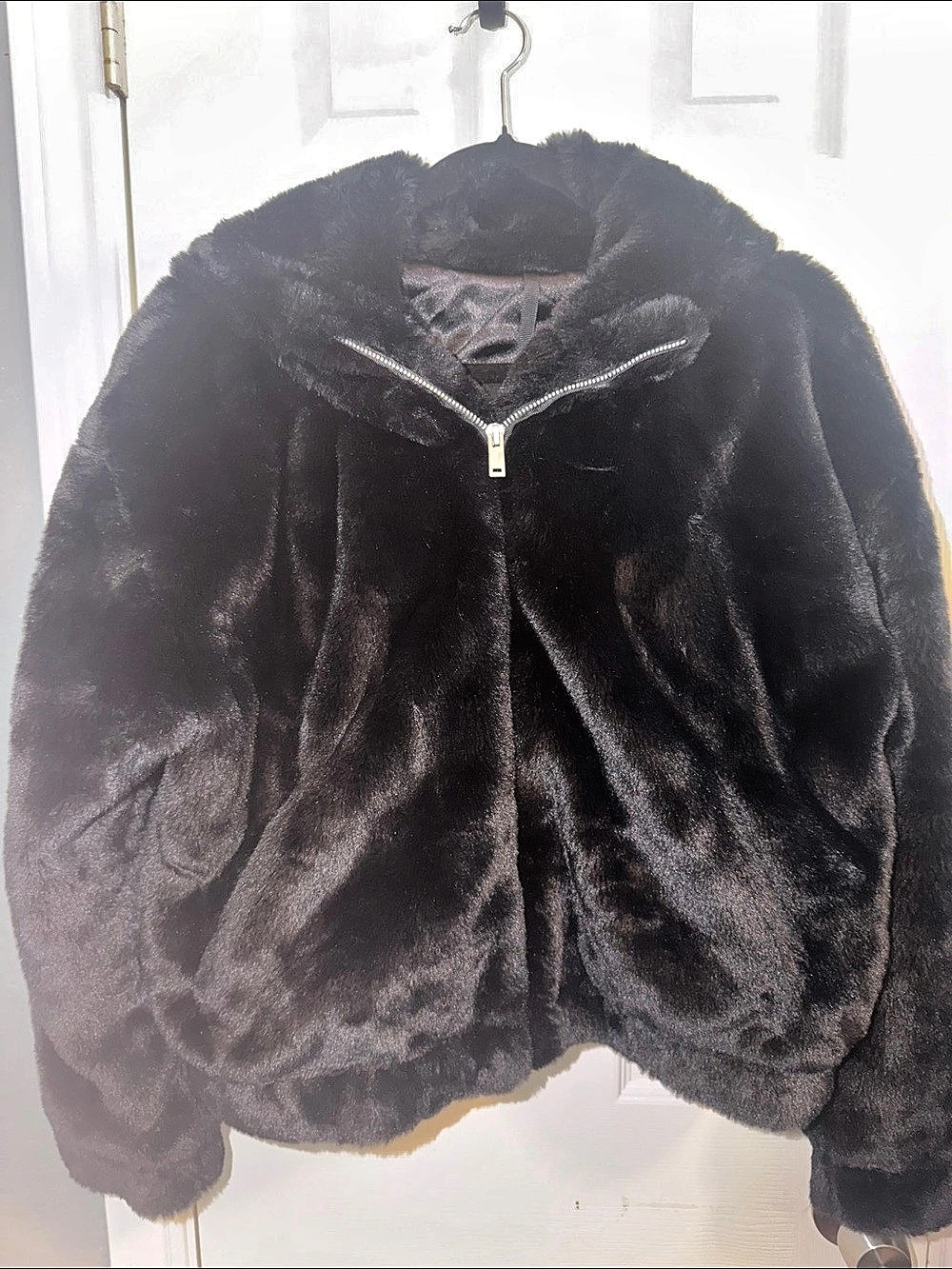 UGG Tash Faux Fur Jacket Black Faux Fur Bomber Jacket Size Medium